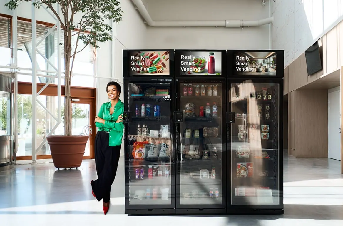 Smart cabinet in a staff accommodation common area